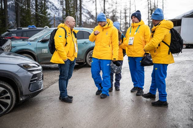 260212 Vladyslav Heraskevych of Ukraine with his helmet in the mixed zone during men™s skeleton round 1 during day 6 of the 2026 Winter Olympics on February 12, 2026 in Cortina. Photo: Jon Olav Nesvold BILDBYRAN COP 217 JE0120 skeleton Olympic Games, Olympische Spiele, Olympia, OS olympics winter olympics os ol olympiska spel vinter-os olympiske leker milano cortina 2026 milan cortina 2026 milano cortina 2026 olympic games milano cortina 2026 winter olympic games milano cortina-os milano cortina-ol vinter-ol 6 bbeng *** 260212 Vladyslav Heraskevych of Ukraine with his helmet in the mixed zone during men™s skeleton round 1 during day 6 of the 2026 Winter Olympics on February 12, 2026 in Cortina Photo Jon Olav Nesvold BILDBYRAN COP 217 JE0120 skeleton olympic games olympics winter olympics os ol olympiska spel vinter os olympiske leker milano cortina 2026 milan cortina 2026 milano cortina 2026 olympic games milano cortina 2026 winter olympic games milano cortina os milano cortina ol vinter ol 6 bbeng  Copyright: JONxOLAVxNESVOLD BB260212JE016