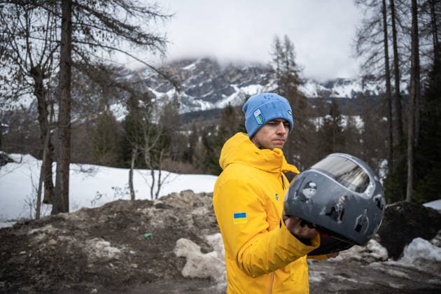 260212 Vladyslav Heraskevych of Ukraine with his helmet during men™s skeleton round 1 during day 6 of the 2026 Winter Olympics on February 12, 2026 in Cortina. Photo: Jon Olav Nesvold BILDBYRAN COP 217 JE0120 skeleton Olympic Games, Olympische Spiele, Olympia, OS olympics winter olympics os ol olympiska spel vinter-os olympiske leker milano cortina 2026 milan cortina 2026 milano cortina 2026 olympic games milano cortina 2026 winter olympic games milano cortina-os milano cortina-ol vinter-ol 6 bbeng *** 260212 Vladyslav Heraskevych of Ukraine with his helmet during men™s skeleton round 1 during day 6 of the 2026 Winter Olympics on February 12, 2026 in Cortina Photo Jon Olav Nesvold BILDBYRAN COP 217 JE0120 skeleton olympic games olympics winter olympics os ol olympiska spel vinter os olympiske leker milano cortina 2026 milan cortina 2026 milano cortina 2026 olympic games milano cortina 2026 winter olympic games milano cortina os milano cortina ol vinter ol 6 bbeng  Copyright: JONxOLAVxNESVOLD BB260212JE031