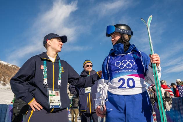 260212 Elis Lundholm and Rasmus Stegfeldt of Sweden ahead of men™s freestyle skiing moguls final during day 6 of the 2026 Winter Olympics on February 12, 2026 in Livigno. Photo: Vegard Grott BILDBYRAN kod VG VG0870 bbeng Olympic Games, Olympische Spiele, Olympia, OS olympics winter olympics os ol olympiska spel vinter-os olympiske leker milano cortina 2026 milan cortina 2026 milano cortina 2026 olympic games milano cortina 2026 winter olympic games milano cortina-os milano cortina-ol vinter-ol freeskiing freeski freestyle friski moguls puckelpist kulekjoring final *** 260212 Elis Lundholm and Rasmus Stegfeldt of Sweden ahead of men™s freestyle skiing moguls final during day 6 of the 2026 Winter Olympics on February 12, 2026 in Livigno Photo Vegard Grott BILDBYRAN kod VG VG0870 bbeng olympic games olympics winter olympics os ol olympiska spel vinter os olympiske leker milano cortina 2026 milan cortina 2026 milano cortina 2026 olympic games milano cortina 2026 winter olympic games milano cortina os milano cortina ol vinter ol freeskiing freeski freestyle friski moguls puckelpist kulekjoring final  Copyright: VEGARDxGRoTT BB260212VG009