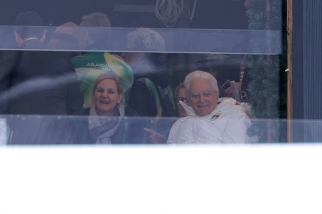 The President of Italy Sergio Mattarella during the Olympic Winter games, Winterspiele,Spiele, Summer games Milano-Cortina 2026, Alpine Skiing Women s Super-G on February 12, 2026 at Tofane Alpine Skiing Centre in Cortina D Ampezzo  Copyright: xLucianoxMariaxBisi IPAxSportx xipa-agency.netx xx IPA_71362205 IPA_Agency_IPA71362205