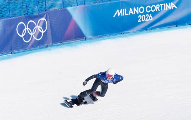 OLYMPICS - Winter Olympic Games, Olympische Spiele, Olympia, OS Milano Cortina 2026 LIVIGNO,ITALY,12.FEB.26 - OLYMPICS, SNOWBOARD - Winter Olympic Games Milano Cortina 2026, Snowboard Cross, men, qualification. Image shows David Pickl (AUT).  GEPAxpictures xHaraldxSteiner