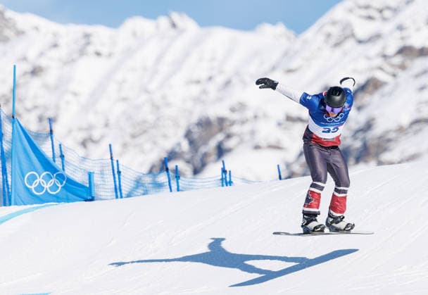 OLYMPICS - Winter Olympic Games, Olympische Spiele, Olympia, OS Milano Cortina 2026 LIVIGNO,ITALY,12.FEB.26 - OLYMPICS, SNOWBOARD - Winter Olympic Games Milano Cortina 2026, Snowboard Cross, men, qualification. Image shows Evan Bichon (CAN).  GEPAxpictures xHaraldxSteiner