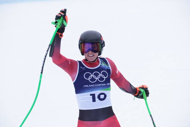 GIOCHI OLIMPICI - Olimpiadi Invernali Milano-Cortina 2026 - Alpine Skiing Women s Super-G Cornelia Huetter (AUT) during the Olympic Winter games, Winterspiele,Spiele, Summer games Milano-Cortina 2026, Alpine Skiing Women s Super-G on February 12, 2026 at Tofane Alpine Skiing Centre in Cortina D Ampezzo Cortina D Ampezzo Italy  Copyright: xIPAxSport ABACAx