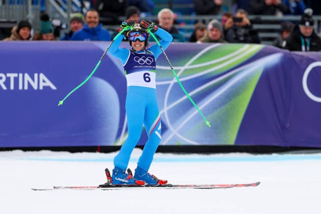 Olympische Winterspiele Milano Cortina 2026 Ski Alpin Super-G Frauen am 12.02.2026 im Tofane Alpine Skiing Centre in Cortina d™Ampezzo Federica Brignone ( Italien ) *** Olympic Winter Games Milano Cortina 2026 Alpine Skiing Super G Women on 12 02 2026 at the Tofane Alpine Skiing Center in Cortina d™Ampezzo Federica Brignone Italy xMSx