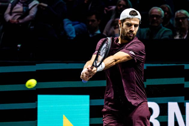 2026-02-12 ABN AMRO Open - Day Four ROTTERDAM, NETHERLANDS - FEBRUARY 12: Karen Khachanov competing during Day Four of the ABN AMRO Open at Rotterdam Ahoy on February 12, 2026 in Rotterdam, Netherlands. (Photo by Gabriel Calvino Alonso BSR Agency) Rotterdam Netherlands Content not available for redistribution in The Netherlands directly or indirectly through any third parties. Copyright: xBSRxAgencyx