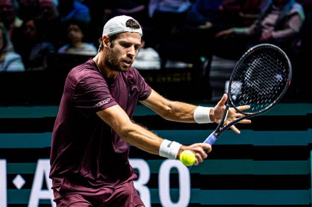 2026-02-12 ABN AMRO Open - Day Four ROTTERDAM, NETHERLANDS - FEBRUARY 12: Karen Khachanov competing during Day Four of the ABN AMRO Open at Rotterdam Ahoy on February 12, 2026 in Rotterdam, Netherlands. (Photo by Gabriel Calvino Alonso BSR Agency) Rotterdam Netherlands Content not available for redistribution in The Netherlands directly or indirectly through any third parties. Copyright: xBSRxAgencyx