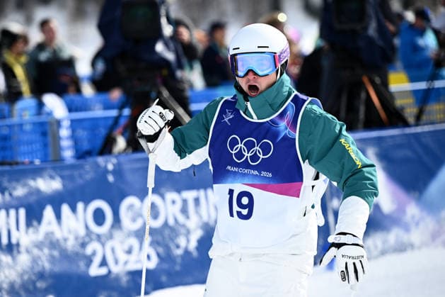 2026 WINTER Olympic Games, Olympische Spiele, Olympia, OS Cooper Woods of Australia reacts following his first run during the Freestyle Skiing Men s Moguls finals at Livigno Snow Park on day 7 of the 2026 Milano Cortina Winter Olympic Games in Italy, Thursday, February 12, 2026. ( NO ARCHIVING, EDITORIAL USE ONLY MILANO LOMBARDY ITALY  Copyright: xDANxHIMBRECHTSx 20260212117303732530