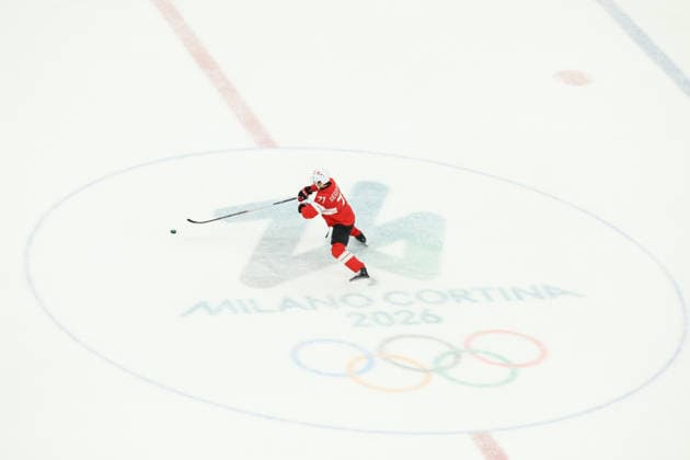 February 12, 2026, Milan, Lombardy, Italy: JONAS SIEGENTHALER 71 of Switzerland in the Men s Preliminary Round Group A game between Team Switzerland (SUI) and Team France (FRA) at the Milano Cortina 2026 Winter Olympic Games, Olympische Spiele, Olympia, OS Milan Italy - ZUMAc179 20260212_oly_c179_002 Copyright: xMickaelxChavetx