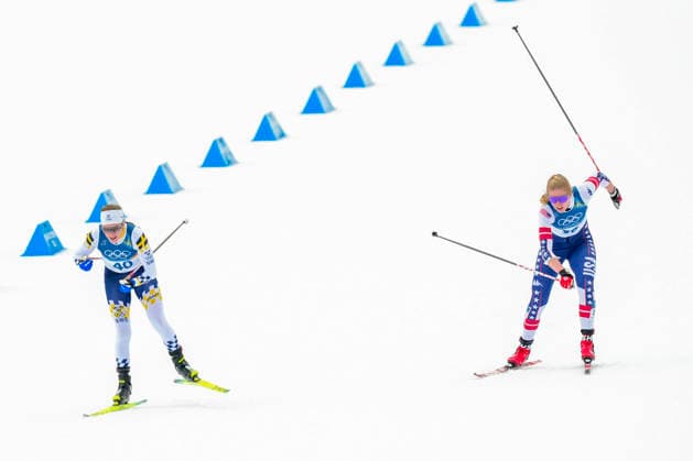 Winter Olympics in Milan Cortina 2026 Val di Fiemme, Italy 20260212. Ebba Andersson from Sweden and Hailey Swirbul from the USA during the women s cross-country 10 km skating at Lago di Tesero during the Milan Cortina 2026 Winter Olympics. Photo: Lise Aserud NTB Val di Fiemme Italy EDITORIAL USE ONLY. RESTRICTED USE FOR BETTING COMPANIES Ref:_SPOVs4jujgKbC4.jpg *** Winter Olympics in Milan Cortina 2026 Val di Fiemme, Italy 20260212 Ebba Andersson from Sweden and Hailey Swirbul from the USA during the women s cross country 10 km skating at Lago di Tesero during the Milan Cortina 2026 Winter Olympics Photo Lise Aserud NTB Val di Fiemme Italy EDITORIAL USE ONLY RESTRICTED USE FOR BETTING COMPANIES  Copyright: xLisexAserudx xNTBx