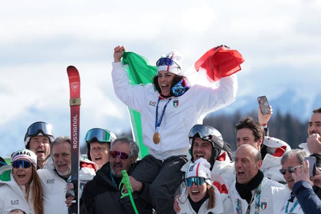 Gold medal for Federica Brignone (ITA) during the Olympic Winter games, Winterspiele,Spiele, Summer games Milano-Cortina 2026, Alpine Skiing Women s Super-G on February 12, 2026 at Tofane Alpine Skiing Centre in Cortina D Ampezzo  Copyright: xLucianoxMariaxBisi IPAxSportx xipa-agency.netx xx IPA_71369091 IPA_Agency_IPA71369091