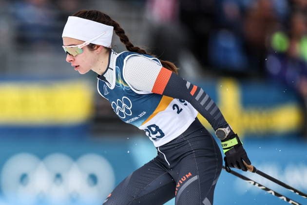 ITALY, TESERO - FEBRUARY 12, 2026: AIN athlete Dariya Nepryaeva from Russia competes in the women s 10km interval start free race at Tesero Cross-Country Stadium during the 2026 Winter Olympic Games, Olympische Spiele, Olympia, OS Peter Kovalev TASS  88579855