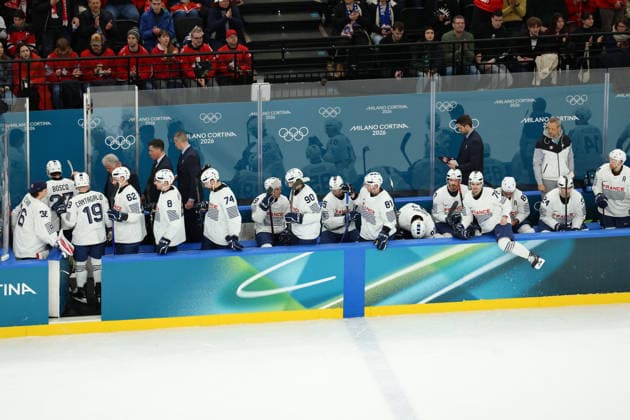 February 12, 2026, Milan, Lombardy, Italy: TEAM FRANCE of whom headcoach YORICK TREILLE in the Men s Preliminary Round Group A game between Team Switzerland (SUI) and Team France (FRA) at the Milano Cortina 2026 Winter Olympic Games, Olympische Spiele, Olympia, OS Milan Italy - ZUMAc179 20260212_oly_c179_017 Copyright: xMickaelxChavetx