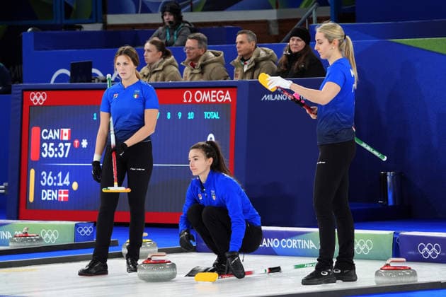 Pn Cortina d™Ampezzo 12 02 2026 - Olimpiadi Milano Cortina 2026 Curling Italia-Svizzera foto Image nella foto: Marta Lo Deserto-Stefania Constantini-Elena Mathis 