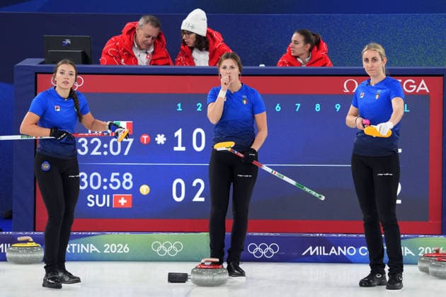 Pn Cortina d™Ampezzo 12 02 2026 - Olimpiadi Milano Cortina 2026 Curling Italia-Svizzera foto Image nella foto: Giulia Zardini Lacedelli-Marta Lo Deserto-Elena Mathis 
