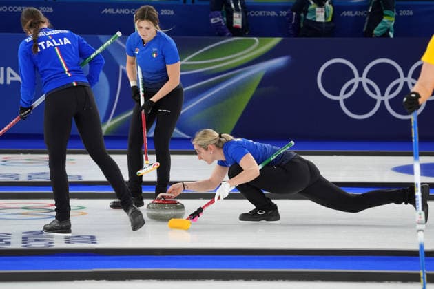 Pn Cortina d™Ampezzo 12 02 2026 - Olimpiadi Milano Cortina 2026 Curling Italia-Svizzera foto Image nella foto: Giulia Zardini Lacedelli-Marta Lo Deserto-Elena Mathis 