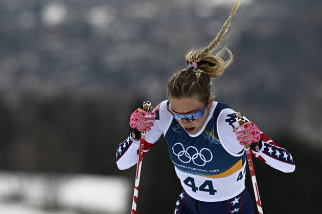 LKS 20260212 Jessie Diggins of USA during women s Cross-Country Skiing 10km Freestyle event at the Milano Cortina Winter Olympics at the Tesero Cross Country Skiing Stadium on February 12, 2026. - RONI REKOMAA Tesero Italy _UzxwXiPhrI  Copyright: xRonixRekomaax _UzxwXiPhrI