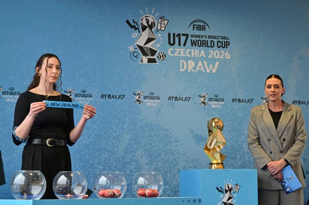 Drawing of groups for the FIBA U17, U 17 Women s Basketball World Cup, which will take place in Brno this summer, February 12, 2026, Brno. Pictured is player Anezka Kopecka during the team draw. (CTKxPhoto VaclavxSalek) CTKPhotoP2026021206107  CTKPhotoP2026021206107