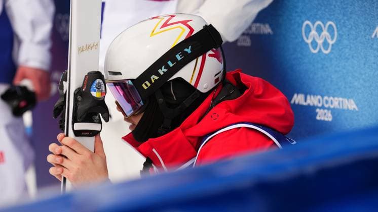 February 12, 2026, Livigno, Italy: Silver medal winner Canada s Mikael Kingsbury reacts to his score in the men s moguls final at the Milano Cortina 2026 Winter Olympic Games, Olympische Spiele, Olympia, OS in Livigno, Italy on Thursday, Feb. 12, 2026. Canada News - February 12, 2026  - ZUMAc35_ 20260212_zaf_c35_028 Copyright: xSeanxKilpatrickx