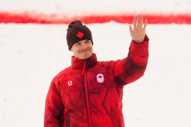 February 12, 2026, Livigno, Italy: Canada s Mikael Kingsbury celebrates winning the silver medal after the men s moguls final at the Milano Cortina 2026 Winter Olympic Games, Olympische Spiele, Olympia, OS in Livigno, Italy on Thursday, Feb. 12, 2026. Canada News - February 12, 2026  - ZUMAc35_ 20260212_zaf_c35_035 Copyright: xSeanxKilpatrickx