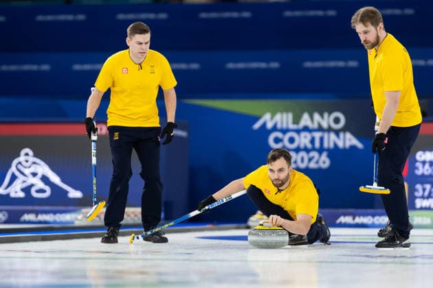 260212 Christoffer Sundgren, Oskar Eriksson and Rasmus Wrana of Sweden compete in a men s round robin curling match during day 6 of the 2026 Winter Olympics on February 12, 2026 in Cortina. Photo: Joel Marklund BILDBYRAN kod JM JE0119 bbeng curling Olympic Games, Olympische Spiele, Olympia, OS olympics winter olympics os ol olympiska spel vinter-os olympiske leker milano cortina 2026 milan cortina 2026 milano cortina 2026 olympic games milano cortina 2026 winter olympic games milano cortina-os milano cortina-ol vinter-ol *** 260212 Christoffer Sundgren, Oskar Eriksson and Rasmus Wrana of Sweden compete in a men s round robin curling match during day 6 of the 2026 Winter Olympics on February 12, 2026 in Cortina Photo Joel Marklund BILDBYRAN kod JM JE0119 bbeng curling olympic games olympics winter olympics os ol olympiska spel vinter os olympiske leker milano cortina 2026 milan cortina 2026 milano cortina 2026 olympic games milano cortina 2026 winter olympic games milano cortina os milano cortina ol vinter ol  Copyright: JOELxMARKLUND BB260212JM106