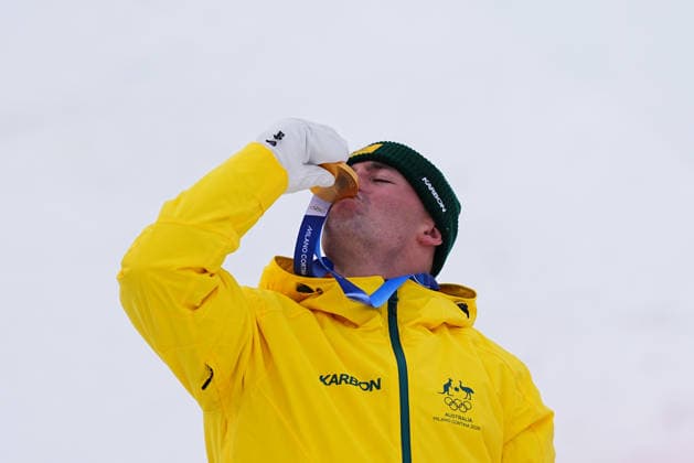 Cooper Woods (Australia) celebrates winning gold during Men s Moguls finals Freestyle Skiing on Day 6 of Milano Cortina 2026 Winter Olympic game at Livigno Air Park on February 12, 2026 in Livigno, Italy. Thor Wegner DeFodi Images (Photo by DeFodi Images) - *** Cooper Woods Australia celebrates winning gold during Men s Moguls finals Freestyle Skiing on Day 6 of Milano Cortina 2026 Winter Olympic game at Livigno Air Park on February 12, 2026 in Livigno, Italy Thor Wegner DeFodi Images Photo by DeFodi Images