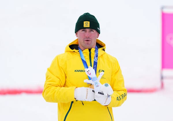 Cooper Woods (Australia) celebrates winning gold during Men s Moguls finals Freestyle Skiing on Day 6 of Milano Cortina 2026 Winter Olympic game at Livigno Air Park on February 12, 2026 in Livigno, Italy. Thor Wegner DeFodi Images (Photo by DeFodi Images) - *** Cooper Woods Australia celebrates winning gold during Men s Moguls finals Freestyle Skiing on Day 6 of Milano Cortina 2026 Winter Olympic game at Livigno Air Park on February 12, 2026 in Livigno, Italy Thor Wegner DeFodi Images Photo by DeFodi Images