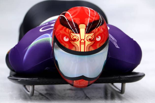 (260212) -- CORTINA D AMPEZZO, Feb. 12, 2026 -- Yin Zheng of China competes during the skeleton men heat at the 2026 Milan-Cortina Winter Olympics in Cortina D Ampezzo, Italy, Feb. 12, 2026. ) (MICO2026)ITALY-CORTINA D AMPEZZO-OLYMPIC Winter games, Winterspiele,Spiele, Summer games SKELETON MEN-HEAT DingxXu 
