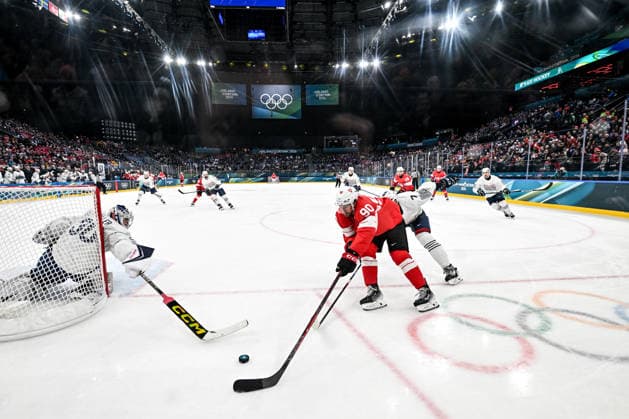 MILAN, ITALY - FEBRUARY 12: Roman Josi of Switzerland in action against goalkeeper Antoine Keller of France L) on day six of the Milano Cortina 2026 Winter Olympic Games, Olympische Spiele, Olympia, OS at Milano Santagiulia Ice hockey, Eishockey Arena on February 12, 2026 in Milan, Italy. Milan Milano Rho Ice Hockey Arena Italy *** MILAN, ITALY FEBRUARY 12 Roman Josi of Switzerland in action against goalkeeper Antoine Keller of France L on day six of the Milano Cortina 2026 Winter Olympic games at Milano Santagiulia Ice Hockey Arena on February 12, 2026 in Milan, Italy Milan Milano Rho Ice Hockey Arena Italy Copyright: xJustPictures.ch AndreaxBrancax jp-en-EuSpIm-AB-DSC_868212022026