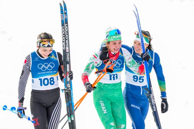 Winter Olympics in Milan Cortina 2026 Val di Fiemme, Italy 20260212. Regina Martinez Lorenzo from Mexico, Samaneh Beyrami Baher from Iran and Bruna Moura from Brazil after the women s cross-country 10 km skating at Lago di Tesero during the Milan Cortina 2026 Winter Olympics. Photo: Lise Aaserud NTB Val di Fiemme Italy EDITORIAL USE ONLY. RESTRICTED USE FOR BETTING COMPANIES Ref:_SPOVAQRsoheAKo.jpg *** Winter Olympics in Milan Cortina 2026 Val di Fiemme, Italy 20260212 Regina Martinez Lorenzo from Mexico, Samaneh Beyrami Baher from Iran and Bruna Moura from Brazil after the women s cross country 10 km skating at Lago di Tesero during the Milan Cortina 2026 Winter Olympics Photo Lise Aaserud NTB Val di Fiemme Italy EDITORIAL USE ONLY RESTRICTED USE FOR BETTING COMPANIES  Copyright: xLisexAserudx xNTBx