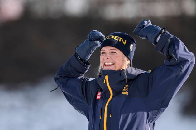 OLYMPICS - Winter Olympic Games, Olympische Spiele, Olympia, OS Milano Cortina 2026 TESERO,ITALY,12.FEB.26 - OLYMPICS, NORDIC SKIING, CROSS COUNTRY SKIING - Winter Olympic Games Milano Cortina 2026, 10km women, interval start free, medal ceremony. Image shows the rejoicing of Frida Karlsson (SWE). Keywords: medal.  GEPAxpictures xMatthiasxTrinkl