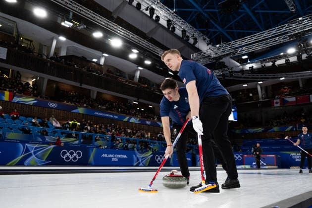 260212 Grant Hardie and Bobby Lammie of Great Britain compete in a men s round robin curling match during day 6 of the 2026 Winter Olympics on February 12, 2026 in Cortina. Photo: Joel Marklund BILDBYRAN kod JM JE0119 bbeng curling Olympic Games, Olympische Spiele, Olympia, OS olympics winter olympics os ol olympiska spel vinter-os olympiske leker milano cortina 2026 milan cortina 2026 milano cortina 2026 olympic games milano cortina 2026 winter olympic games milano cortina-os milano cortina-ol vinter-ol *** 260212 Grant Hardie and Bobby Lammie of Great Britain compete in a men s round robin curling match during day 6 of the 2026 Winter Olympics on February 12, 2026 in Cortina Photo Joel Marklund BILDBYRAN kod JM JE0119 bbeng curling olympic games olympics winter olympics os ol olympiska spel vinter os olympiske leker milano cortina 2026 milan cortina 2026 milano cortina 2026 olympic games milano cortina 2026 winter olympic games milano cortina os milano cortina ol vinter ol  Copyright: JOELxMARKLUND BB260212JM137