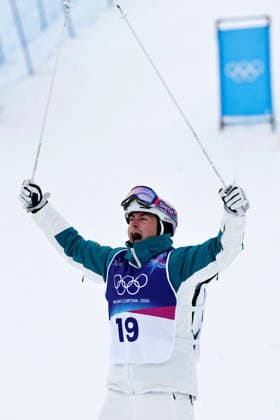 (260212) -- LIVIGNO, Feb. 12, 2026 -- Cooper Woods of Australia reacts after the freestyle skiing men s moguls final at the Milan-Cortina 2026 Olympic Winter games, Winterspiele,Spiele, Summer games in Livigno, Italy, Feb. 12, 2026. ) (MICO2026)ITALY-LIVIGNO-OLYMPIC WINTER GAMES-FREESTYLE SKIING MEN S MOGULS-FINAL WangxPeng 