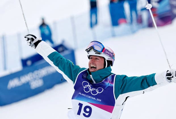 (260212) -- LIVIGNO, Feb. 12, 2026 -- Cooper Woods of Australia reacts after the freestyle skiing men s moguls final at the Milan-Cortina 2026 Olympic Winter games, Winterspiele,Spiele, Summer games in Livigno, Italy, Feb. 12, 2026. ) (MICO2026)ITALY-LIVIGNO-OLYMPIC WINTER GAMES-FREESTYLE SKIING MEN S MOGULS-FINAL WangxPeng 