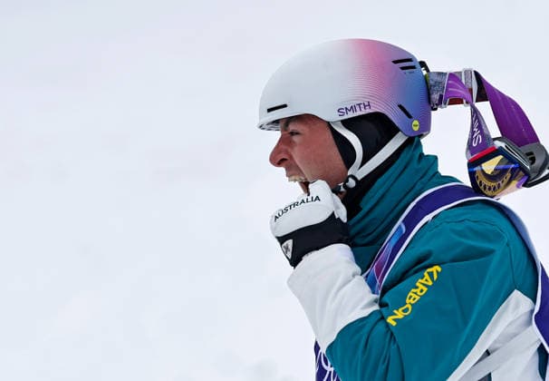 (260212) -- LIVIGNO, Feb. 12, 2026 -- Cooper Woods of Australia reacts after the freestyle skiing men s moguls final at the Milan-Cortina 2026 Olympic Winter games, Winterspiele,Spiele, Summer games in Livigno, Italy, Feb. 12, 2026. ) (MICO2026)ITALY-LIVIGNO-OLYMPIC WINTER GAMES-FREESTYLE SKIING MEN S MOGULS-FINAL WangxPeng 