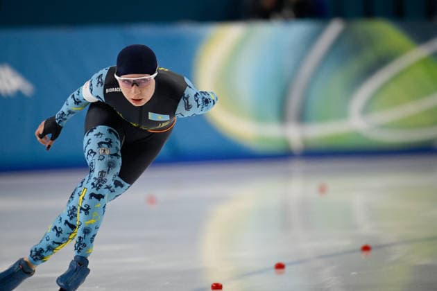 Winter Olympics - Speed skating, Eisschnelllauf Women’s 5000 Kazakhstan s Nadezhda Morozova during the Speed Skating Women s 5000m on day six of the Milano Cortina 2026 Winter Olympic Games, Olympische Spiele, Olympia, OS at Milano Speed Skating Stadium on February 12, 2026 in Milan, Italy. Photo by JMP ABACAPRESS.COM Milan Italy  Copyright: xJMP ABACAx