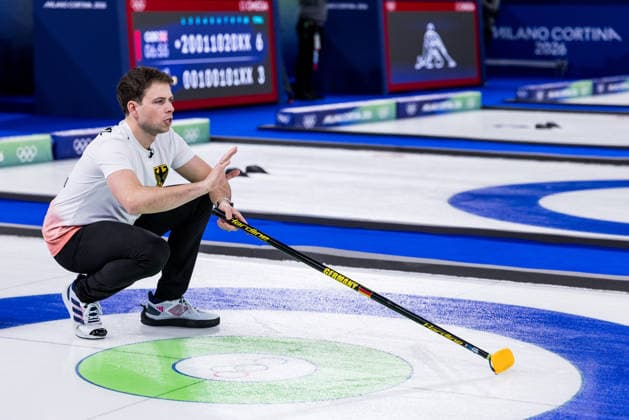 CORTINA, ITALY - FEBRUARY 12: Marc Muskatewitz (Germany) during the Curling Men Norway vs Germany - Round Robin Session 2 at the Milano Cortina 2026 Olympics at Cortina Curling Olympic Stadium on day 6 of the Milano Cortina 2026 Olympics on February 12, 2026 in Cortina, Italy. Editorial use only. Italy Copyright: xSteffiexWunderlx