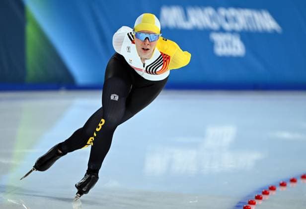 Belgian speed skater Sandrine Tas pictured in action during the Women s 5000m Speed skating, Eisschnelllauf race at the Milano Cortina 2026 Olympic Winter games, Winterspiele,Spiele, Summer games on Thursday 12 February 2026 in Milan, Italy. The XXV Winter Olympics take place from 6 to 22 February 2026 in Italy. JASPERxJACOBS  x162940515x
