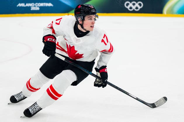 260212 Macklin Celebrini of Canada in the men s Ice hockey, Eishockey game between Czech Republic and Canada during day 6 of the 2026 Winter Olympics on February 12, 2026 in Milan. Photo: Carl Sandin BILDBYRAN kod CS CS0874 ishockey ice hockey Olympic Games, Olympische Spiele, Olympia, OS olympics winter olympics os ol olympiska spel vinter-os olympiske leker milano cortina 2026 milan cortina 2026 milano cortina 2026 olympic games milano cortina 2026 winter olympic games milano cortina-os milano cortina-ol vinter-ol 6 bbeng tjeckien czech republic kanada canada *** 260212 Macklin Celebrini of Canada in the men s ice hockey game between Czech Republic and Canada during day 6 of the 2026 Winter Olympics on February 12, 2026 in Milan Photo Carl Sandin BILDBYRAN kod CS CS0874 ishockey ice hockey olympic games olympics winter olympics os ol olympiska spel vinter os olympiske leker milano cortina 2026 milan cortina 2026 milano cortina 2026 olympic games milano cortina 2026 winter olympic games milano cortina os milano cortina ol vinter ol 6 bbeng tjeckien czech republic kanada canada  Copyright: CARLxSANDIN BB260212CS115