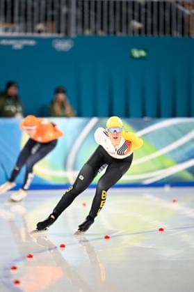 Winter Olympics - Speed skating, Eisschnelllauf Women’s 5000 Belgian speed skater Sandrine Tas during the Speed Skating Women s 5000m on day six of the Milano Cortina 2026 Winter Olympic Games, Olympische Spiele, Olympia, OS at Milano Speed Skating Stadium on February 12, 2026 in Milan, Italy. Photo by JMP ABACAPRESS.COM Milan Italy  Copyright: xJMP ABACAx