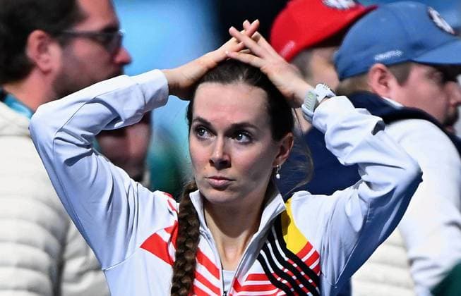 Belgian speed skater Sandrine Tas reacts after the Women s 5000m Speed skating, Eisschnelllauf race at the Milano Cortina 2026 Olympic Winter games, Winterspiele,Spiele, Summer games on Thursday 12 February 2026 in Milan, Italy. The XXV Winter Olympics take place from 6 to 22 February 2026 in Italy. JASPERxJACOBS  x162947941x