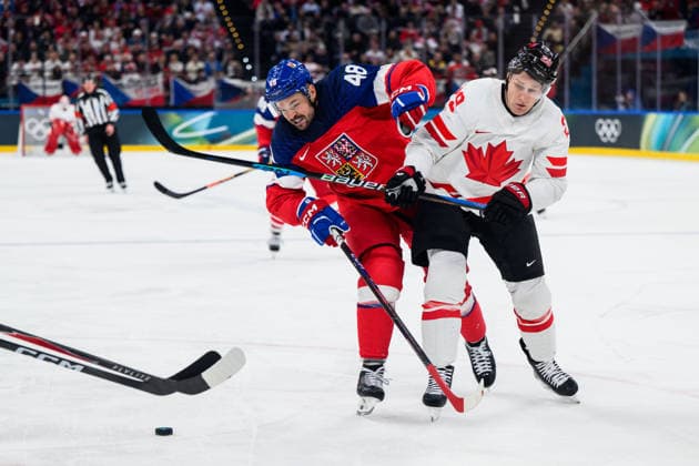 260212 Tomas Hertl of Czech Replublic and Nathan MacKinnon of Canada in the men s Ice hockey, Eishockey game between Czech Republic and Canada during day 6 of the 2026 Winter Olympics on February 12, 2026 in Milan. Photo: Carl Sandin BILDBYRAN kod CS CS0874 ishockey ice hockey Olympic Games, Olympische Spiele, Olympia, OS olympics winter olympics os ol olympiska spel vinter-os olympiske leker milano cortina 2026 milan cortina 2026 milano cortina 2026 olympic games milano cortina 2026 winter olympic games milano cortina-os milano cortina-ol vinter-ol 6 bbeng tjeckien czech republic kanada canada *** 260212 Tomas Hertl of Czech Replublic and Nathan MacKinnon of Canada in the men s ice hockey game between Czech Republic and Canada during day 6 of the 2026 Winter Olympics on February 12, 2026 in Milan Photo Carl Sandin BILDBYRAN kod CS CS0874 ishockey ice hockey olympic games olympics winter olympics os ol olympiska spel vinter os olympiske leker milano cortina 2026 milan cortina 2026 milano cortina 2026 olympic games milano cortina 2026 winter olympic games milano cortina os milano cortina ol vinter ol 6 bbeng tjeckien czech republic kanada canada  Copyright: CARLxSANDIN BB260212CS141
