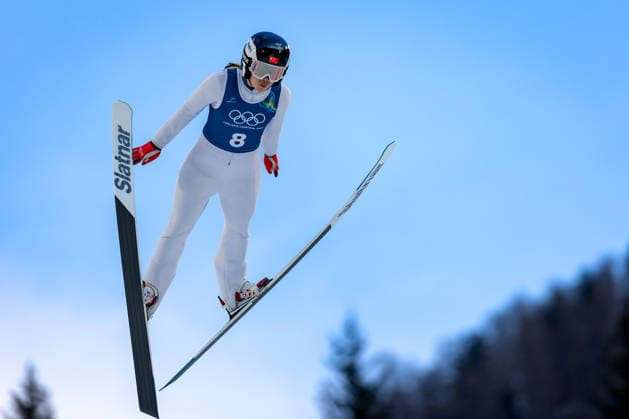 OLYMPICS - Winter Olympic Games, Olympische Spiele, Olympia, OS Milano Cortina 2026 PREDAZZO,ITALY,12.FEB.26 - OLYMPICS, NORDIC SKIING, Ski jumping, Skispringen, Ski, nordisch - Winter Olympic Games Milano Cortina 2026, large hill, women, training. Image shows Yangning Weng (CHN).  GEPAxpictures xMatthiasxTrinkl