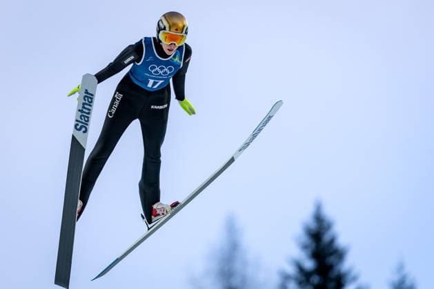 OLYMPICS - Winter Olympic Games, Olympische Spiele, Olympia, OS Milano Cortina 2026 PREDAZZO,ITALY,12.FEB.26 - OLYMPICS, NORDIC SKIING, Ski jumping, Skispringen, Ski, nordisch - Winter Olympic Games Milano Cortina 2026, large hill, women, training. Image shows Nicole Maurer (CAN).  GEPAxpictures xMatthiasxTrinkl