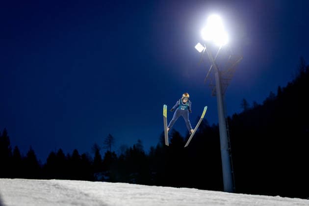 OLYMPICS - Winter Olympic Games, Olympische Spiele, Olympia, OS Milano Cortina 2026 PREDAZZO,ITALY,12.FEB.26 - OLYMPICS, NORDIC SKIING, Ski jumping, Skispringen, Ski, nordisch - Winter Olympic Games Milano Cortina 2026, large hill, women, training. Image shows Sofia Mattila (FIN).  GEPAxpictures xMatthiasxTrinkl