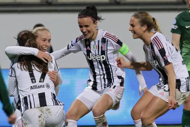12.02.2026, xgrfx, Fussball UEFA Champions League, VfL Wolfsburg - Juventus FC Turin v.l. Tor, Amalie Vangsgaard (Juventus Turin) (DFL DFB REGULATIONS PROHIBIT ANY USE OF PHOTOGRAPHS as IMAGE SEQUENCES and or QUASI-VIDEO) Wolfsburg