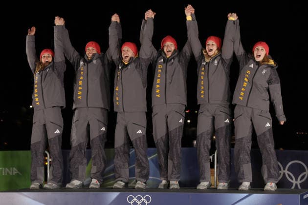 Gold medal for Germany during the Olympic Winter games, Winterspiele,Spiele, Summer games Milano-Cortina 2026, Luge Team Relay on February 12, 2026 at Cortina Sliding Centre in Cortina D Ampezzo  Copyright: xLucianoxMariaxBisi IPAxSportx xipa-agency.netx xx IPA_71390731 IPA_Agency_IPA71390731