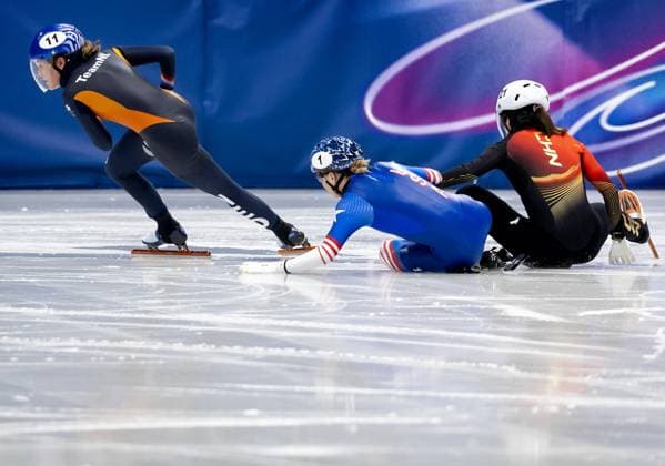 MILAN - Michelle Velzeboer during the 500-meter short track Speed skating, Eisschnelllauf quarterfinals at the Milan Ice Skating Area at the Milan Winter Olympics. ROBIN VAN LONKHUIJSEN ANP xVIxANPxSportx xxANPxIVx 550484056 originalFilename: 550484056.jpg