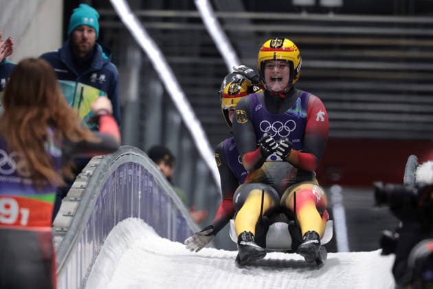Germany team during the Olympic Winter games, Winterspiele,Spiele, Summer games Milano-Cortina 2026, Luge Team Relay on February 12, 2026 at Cortina Sliding Centre in Cortina D Ampezzo  Copyright: xLucianoxMariaxBisi IPAxSportx xipa-agency.netx xx IPA_71391287 IPA_Agency_IPA71391287