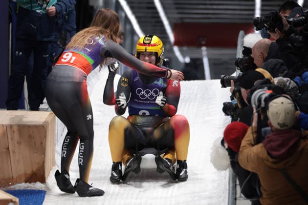 Germany team during the Olympic Winter games, Winterspiele,Spiele, Summer games Milano-Cortina 2026, Luge Team Relay on February 12, 2026 at Cortina Sliding Centre in Cortina D Ampezzo  Copyright: xLucianoxMariaxBisi IPAxSportx xipa-agency.netx xx IPA_71391288 IPA_Agency_IPA71391288