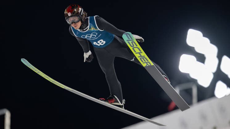 OLYMPICS - Winter Olympic Games, Olympische Spiele, Olympia, OS Milano Cortina 2026 PREDAZZO,ITALY,12.FEB.26 - OLYMPICS, NORDIC SKIING, Ski jumping, Skispringen, Ski, nordisch - Winter Olympic Games Milano Cortina 2026, large hill, men, training. Image shows Ren Nikaido (JPN).  GEPAxpictures xOliverxLerch